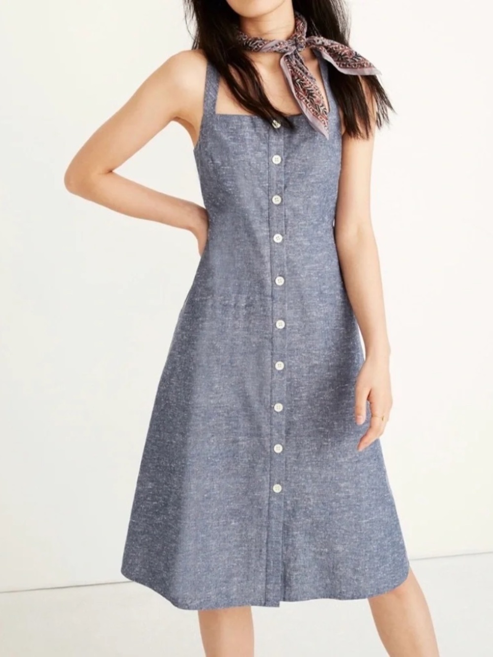 Madewell chambray tank button front midi‎ dress size 12
